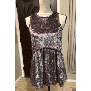 Dusty Lavender Crushed Velvet Boho Baby Doll Tank